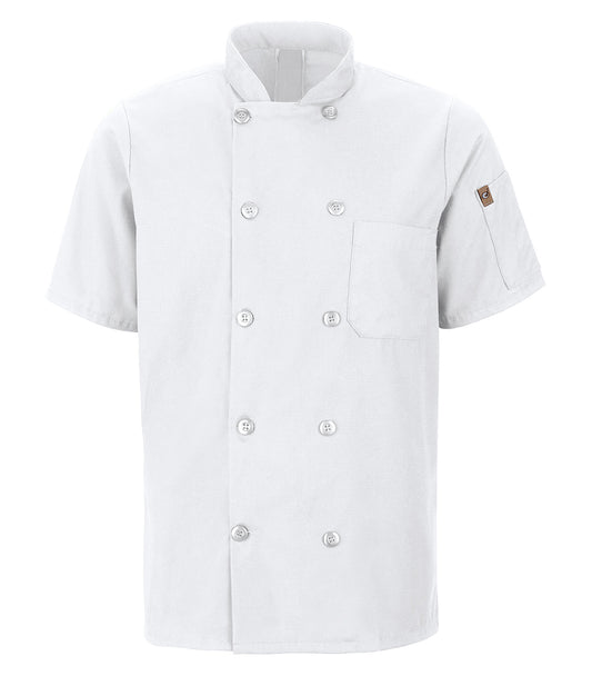 RED KAP® CHEF DESIGNS® SHORT SLEEVE CHEF COAT WITH OILBLOK + MIMIX™ - White