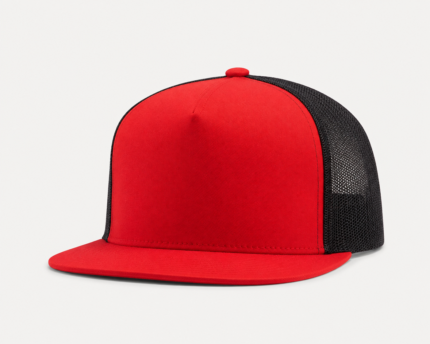 Yupoong High-Profile Trucker Snapback – Red/Black