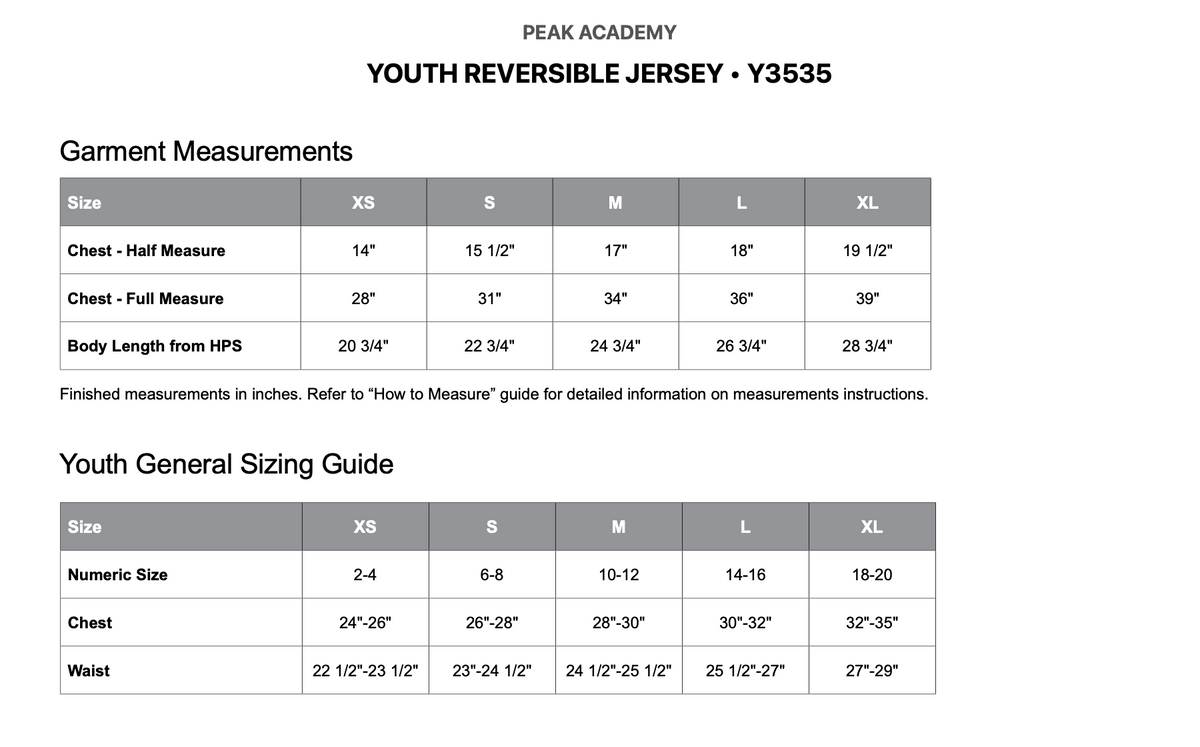 PEAK ACADEMY REVERSIBLE JERSEY
