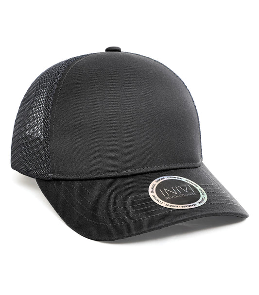 INIVI TENFOUR 2 PANEL TRUCKER CAP (IV162) - Black Black