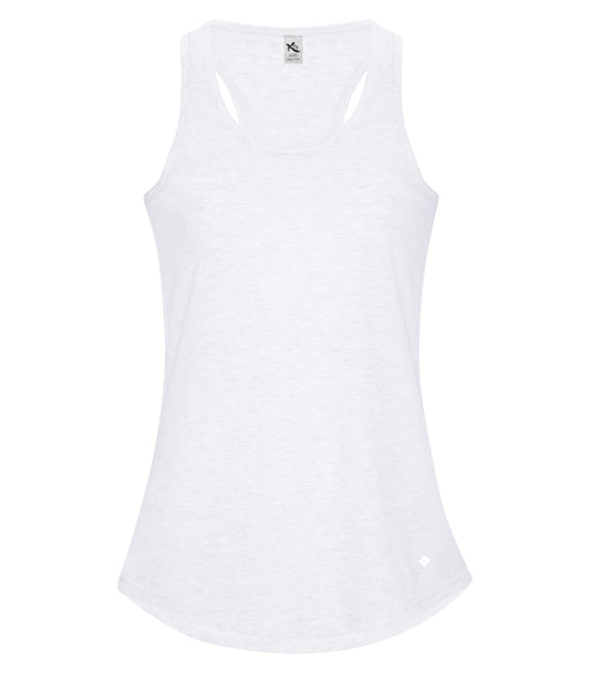 KOI® TRIBLEND RACERBACK LADIES' TANK - White Fleck Triblend