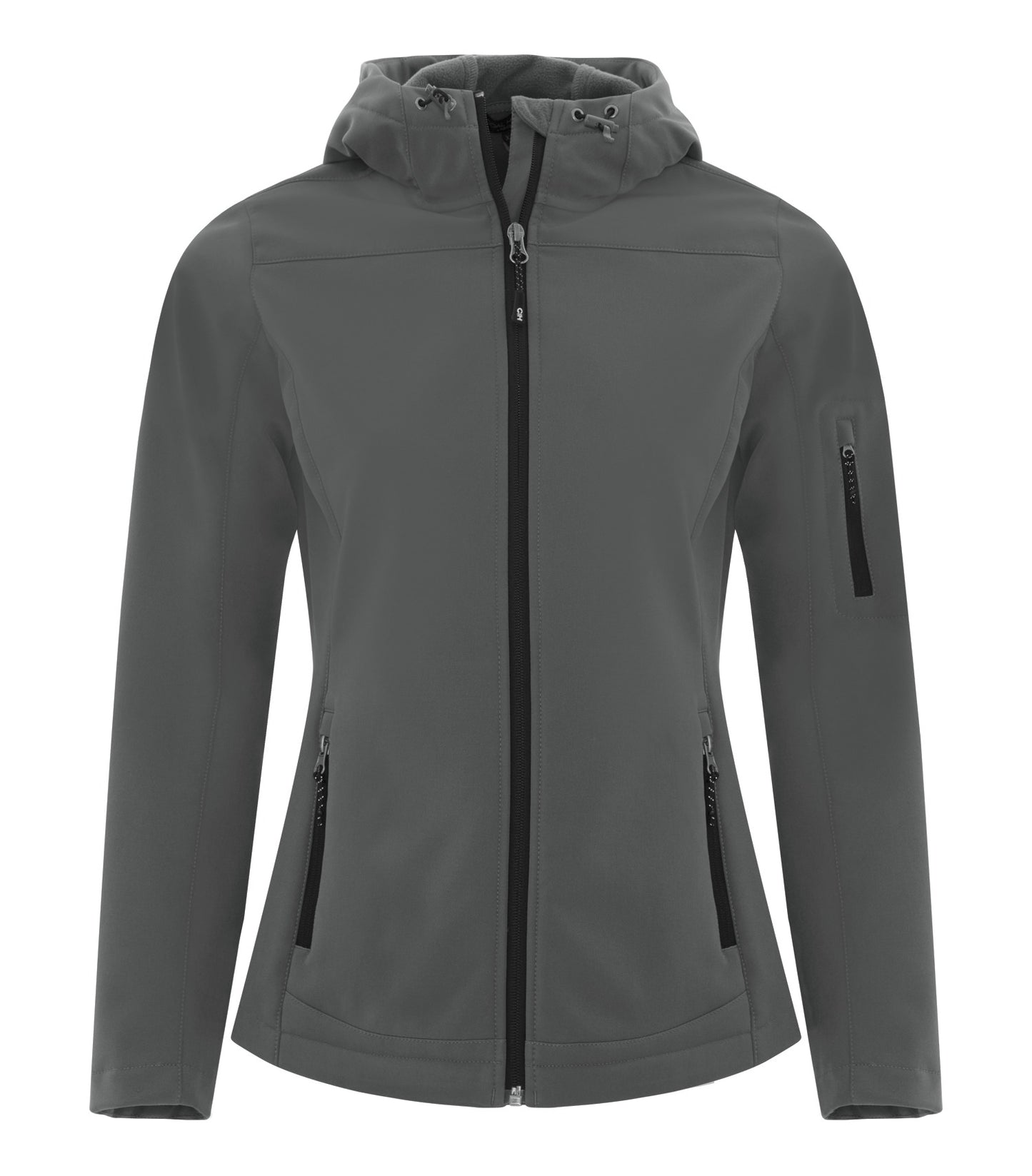 Coal Harbour EVERYDAY HOODED WATER REPELLENT STRETCH SOFT SHELL LADIES' JACKET (L7605) - Hooddown Irongrey