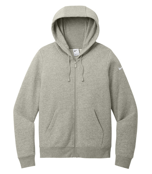 NIKE CLUB FLEECE SLEEVE SWOOSH LADIES' FULL ZIP HOODIE - Dark Grey Heather