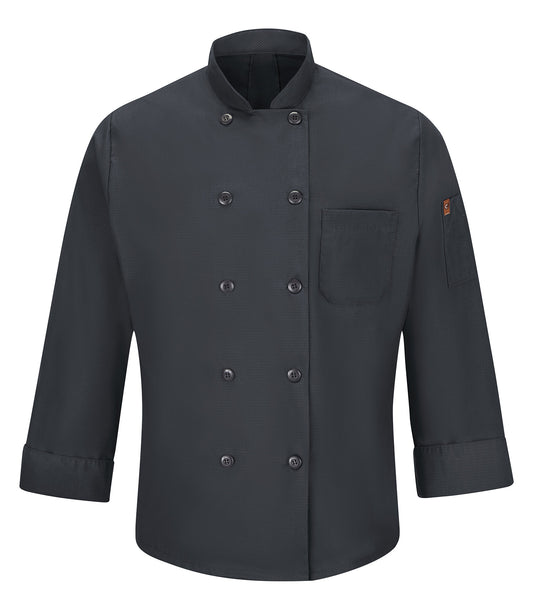 RED KAP® CHEF DESIGNS® CHEF COAT WITH OILBLOK + MIMIX™. 042X - Special Order - XPRESS Feature Item - Charcoal