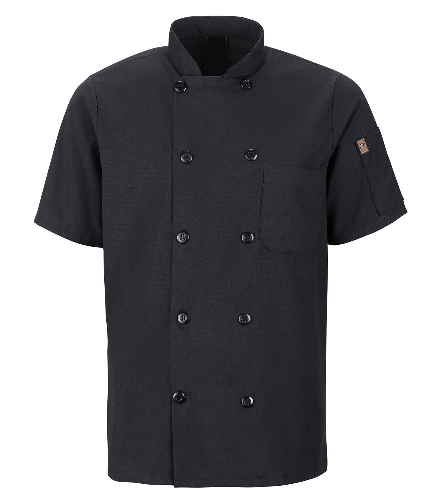 Red Kap Chef Designs SHORT SLEEVE CHEF COAT WITH OILBLOK + MIMIX (046X) - Black