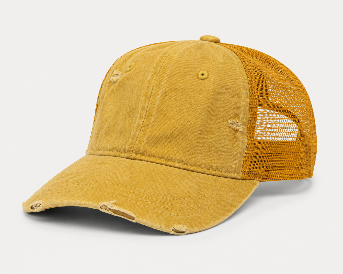 Distressed Trucker Cap – Mustard Gold