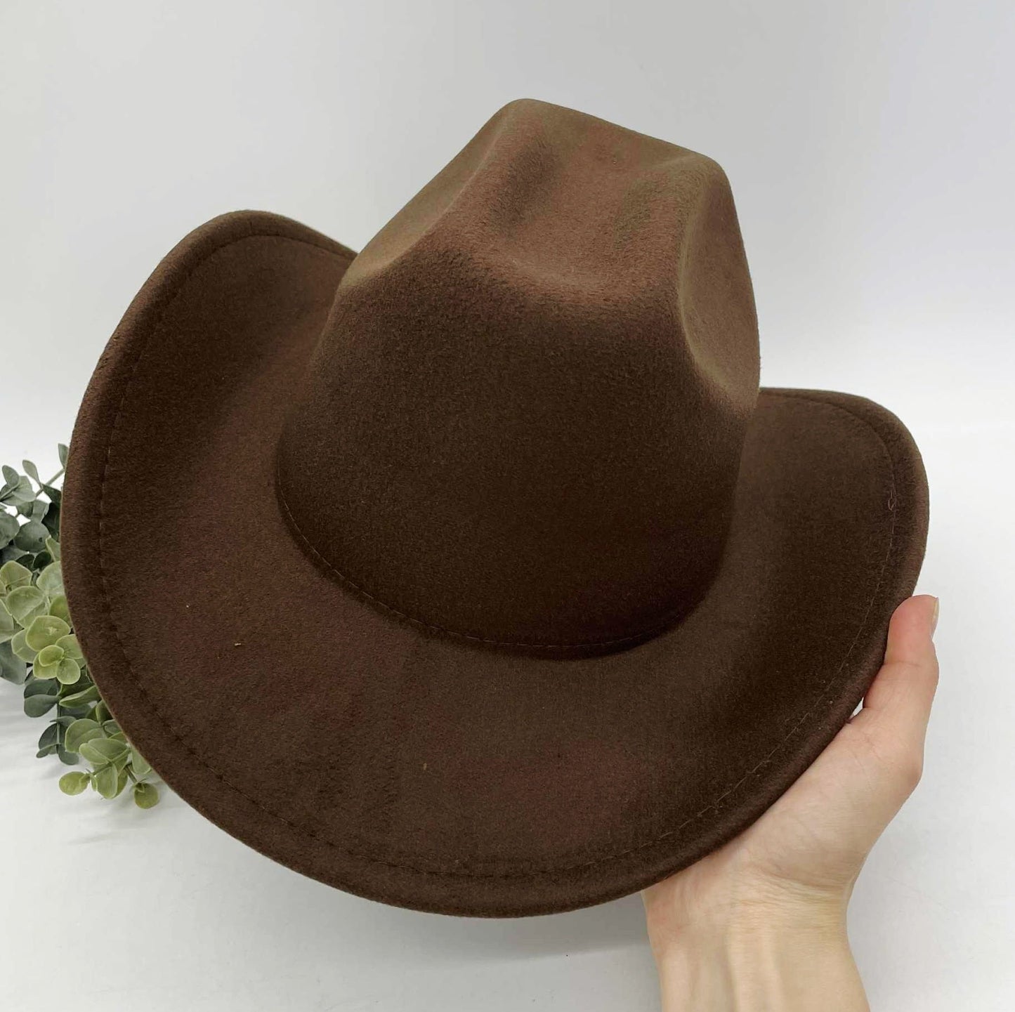 Adult Faux-Felt Cowboy Hat – Brown