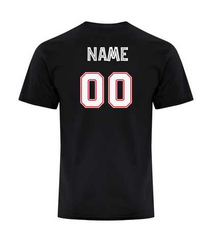 Ridge Raptors black tee optional back name and number mockup