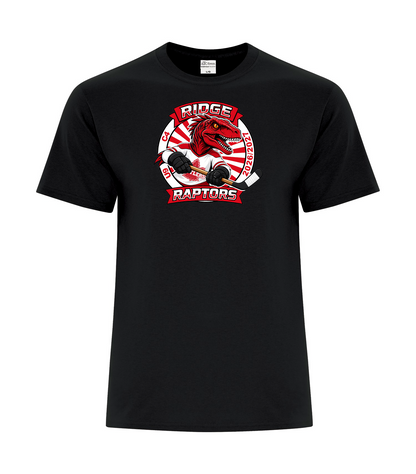 Ridge Raptors black tee front mockup