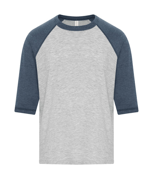 ATC™ EUROSPUN® RING SPUN BASEBALL YOUTH TEE - Athletic Grey*/Navy Heather