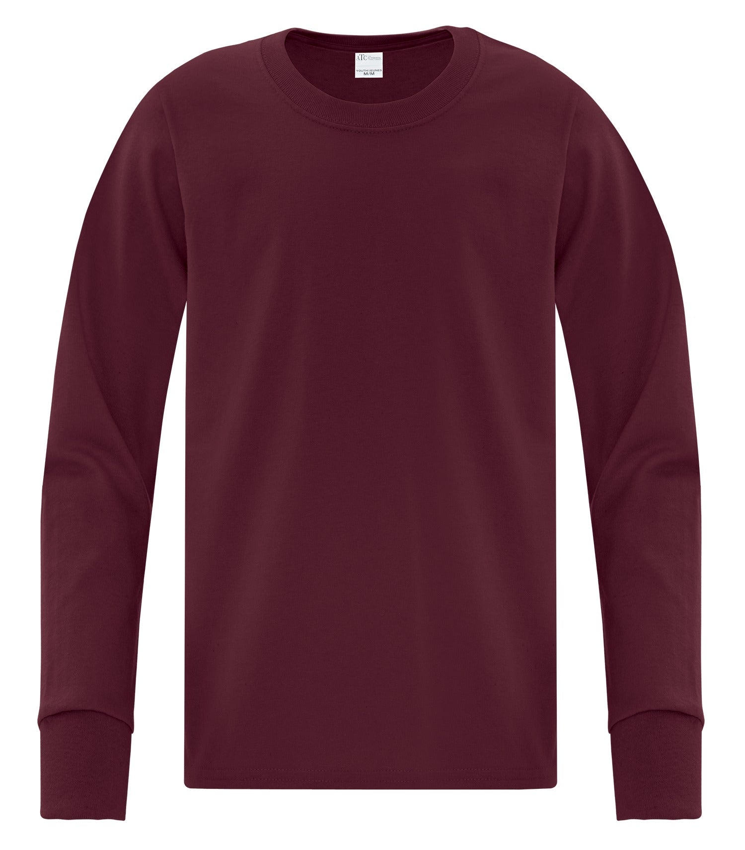 ATC EVERYDAY COTTON LONG SLEEVE YOUTH TEE (ATC1015Y) - Maroon
