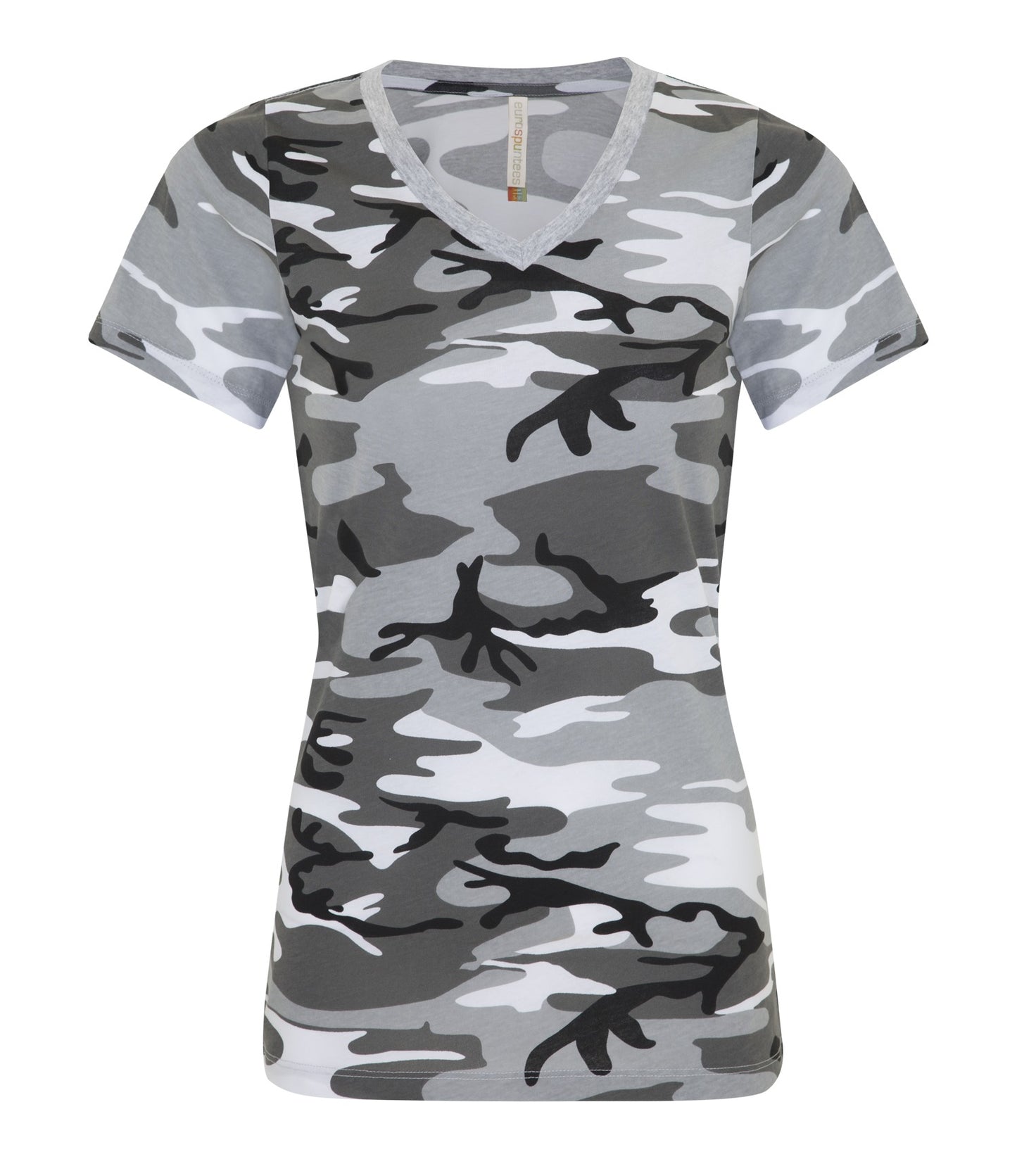 ATC RING SPUN V-NECK LADIES' TEE (ATC8001L) - Greycamo