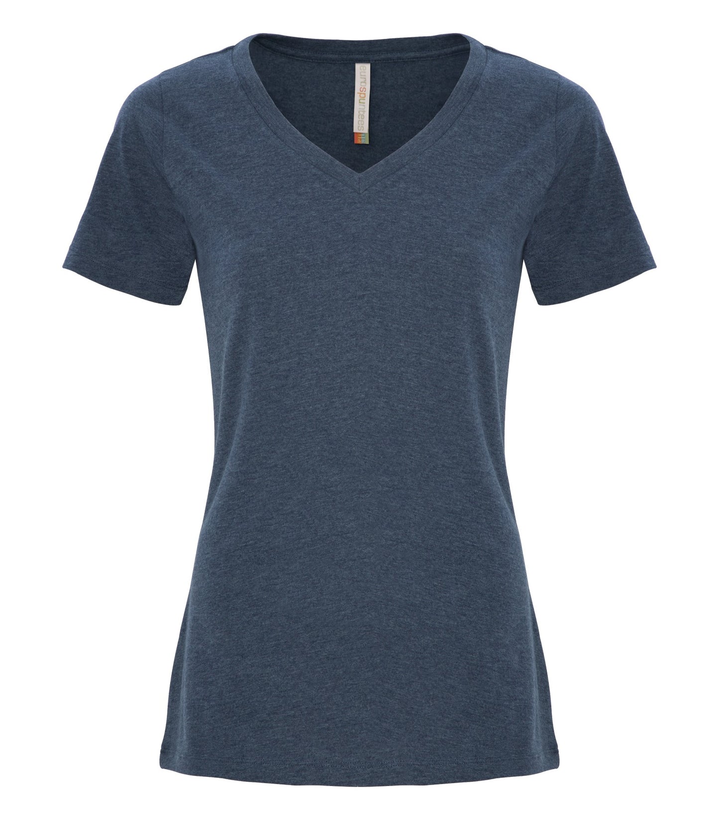ATC RING SPUN V-NECK LADIES' TEE (ATC8001L) - Heathernavy