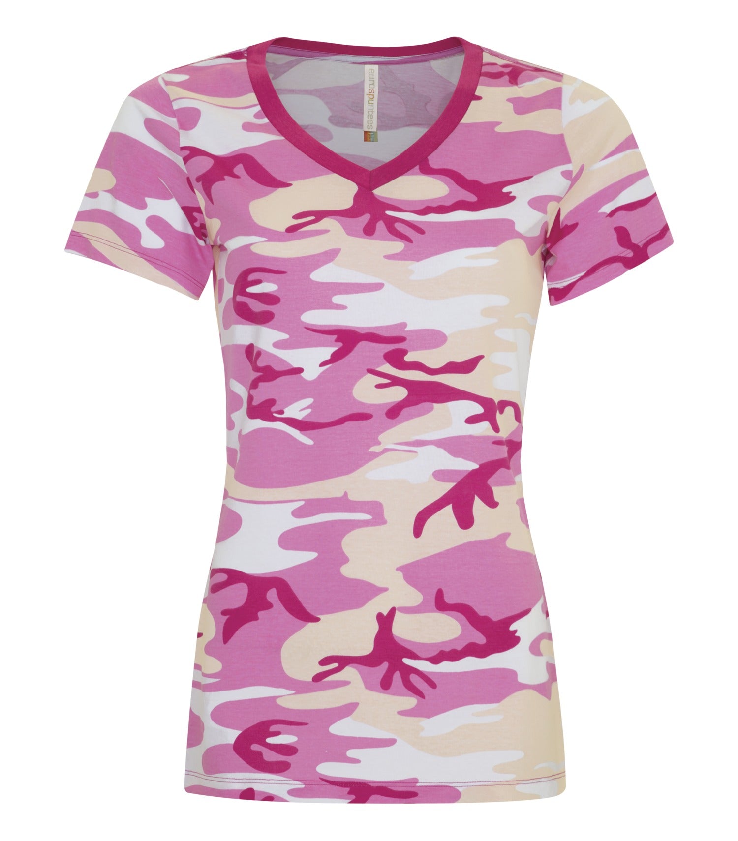 ATC RING SPUN V-NECK LADIES' TEE (ATC8001L) - Pinkcamo