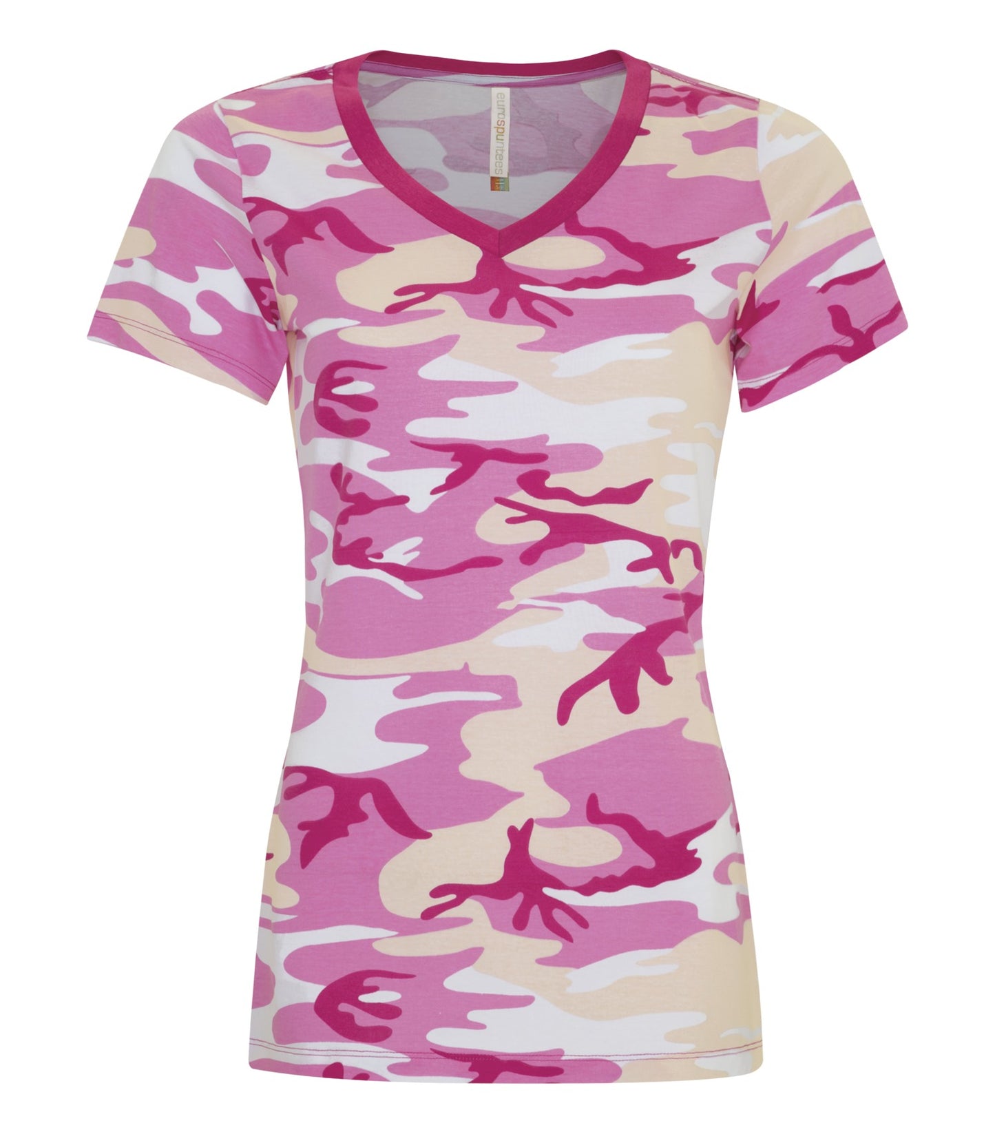 ATC RING SPUN V-NECK LADIES' TEE (ATC8001L) - Pinkcamo