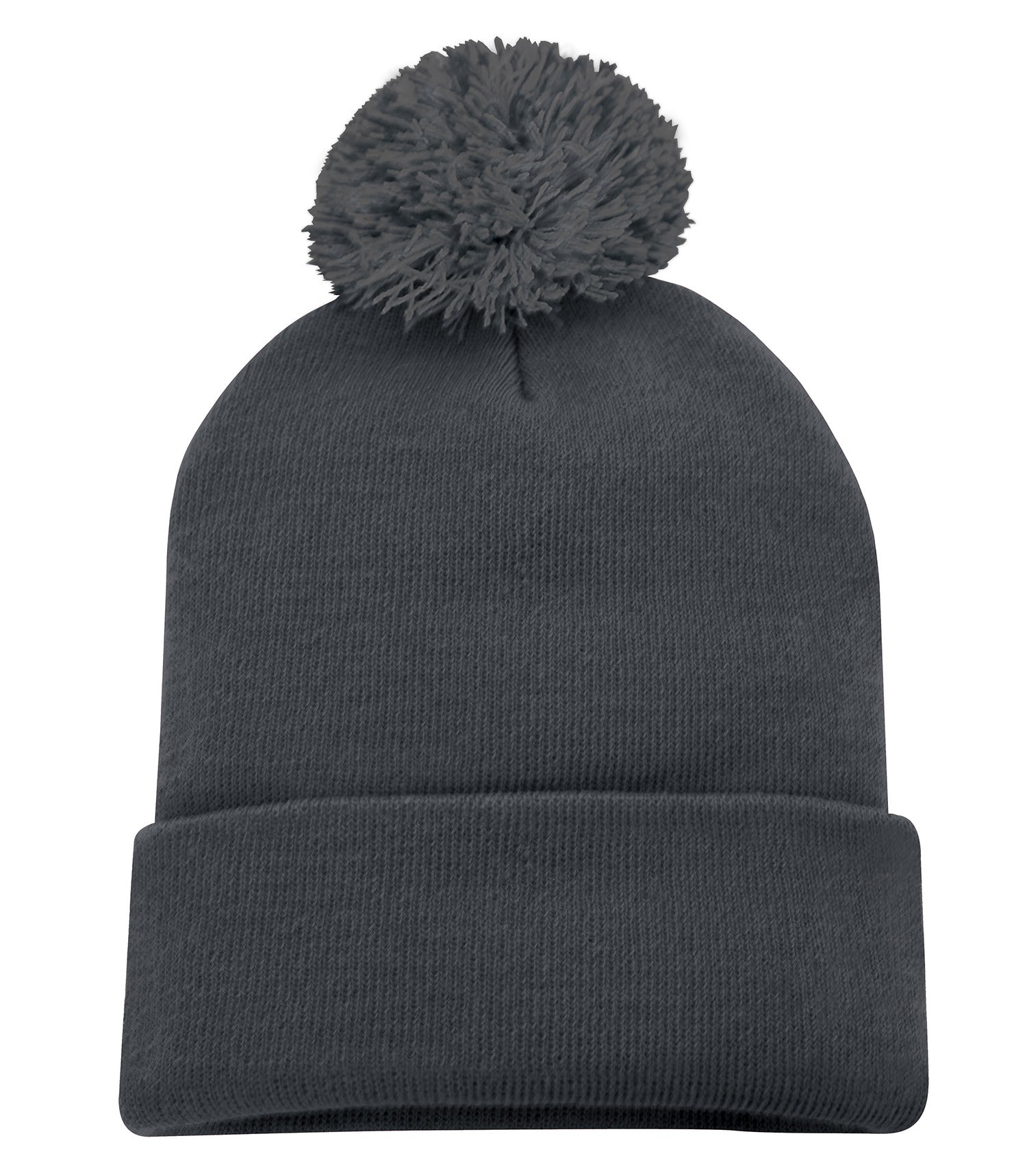 ATC EVERYDAY POM POM CUFF TOQUE (C1202) - Flat Front Iron Grey