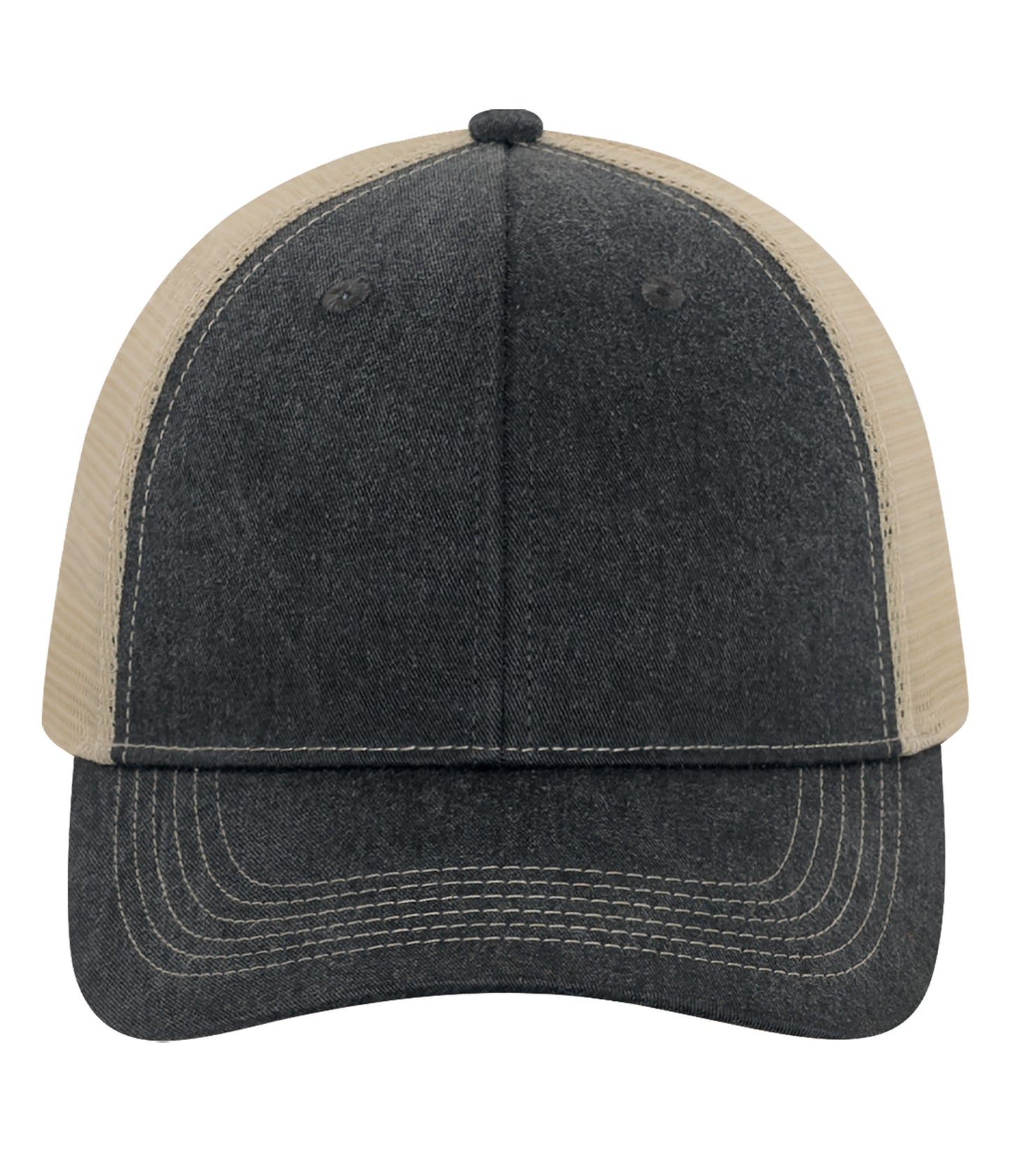 ATC PIGMENT DYED TRUCKER CAP (C1322) - Black Creme