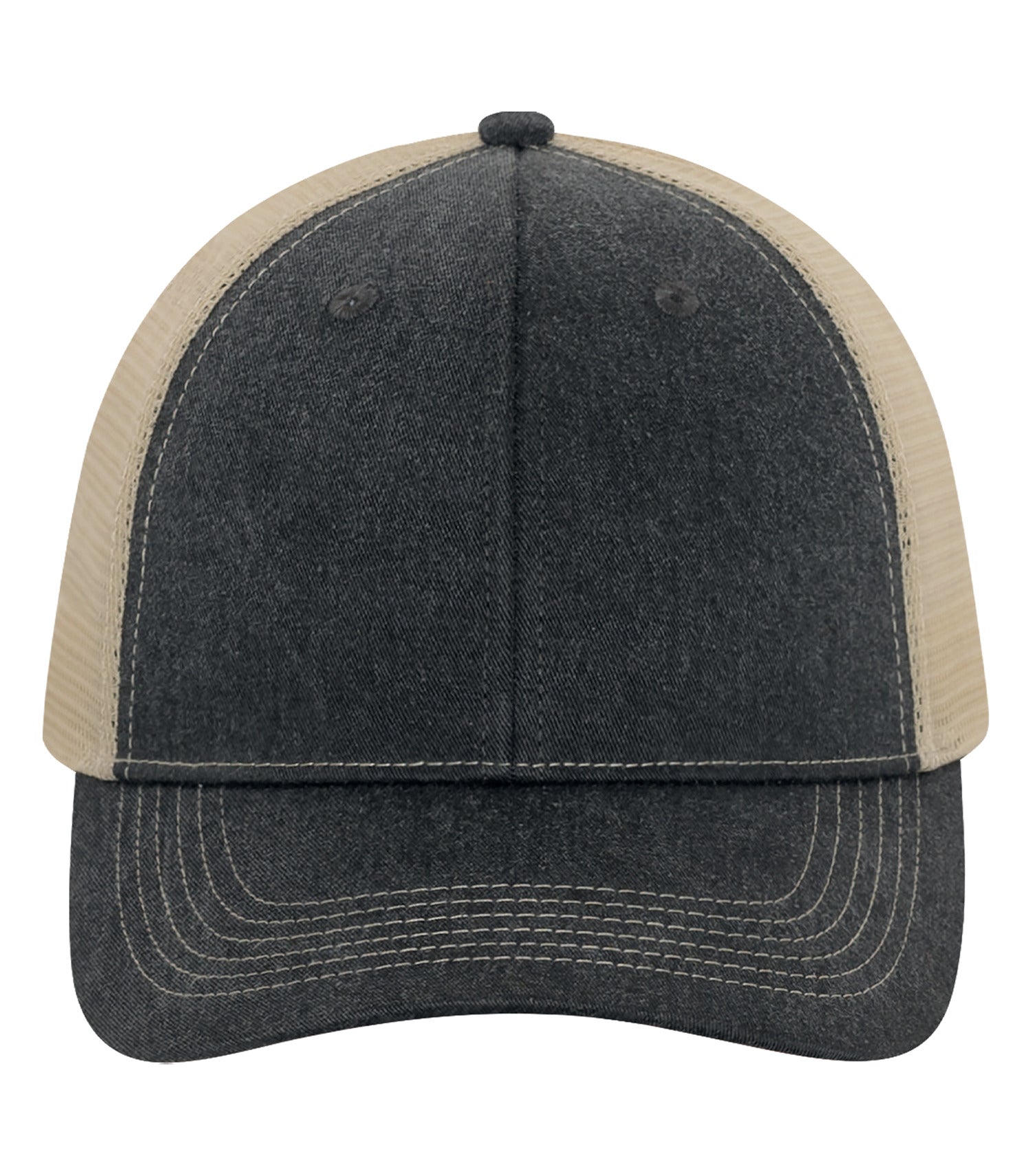 ATC PIGMENT DYED TRUCKER CAP (C1322) - Black Creme