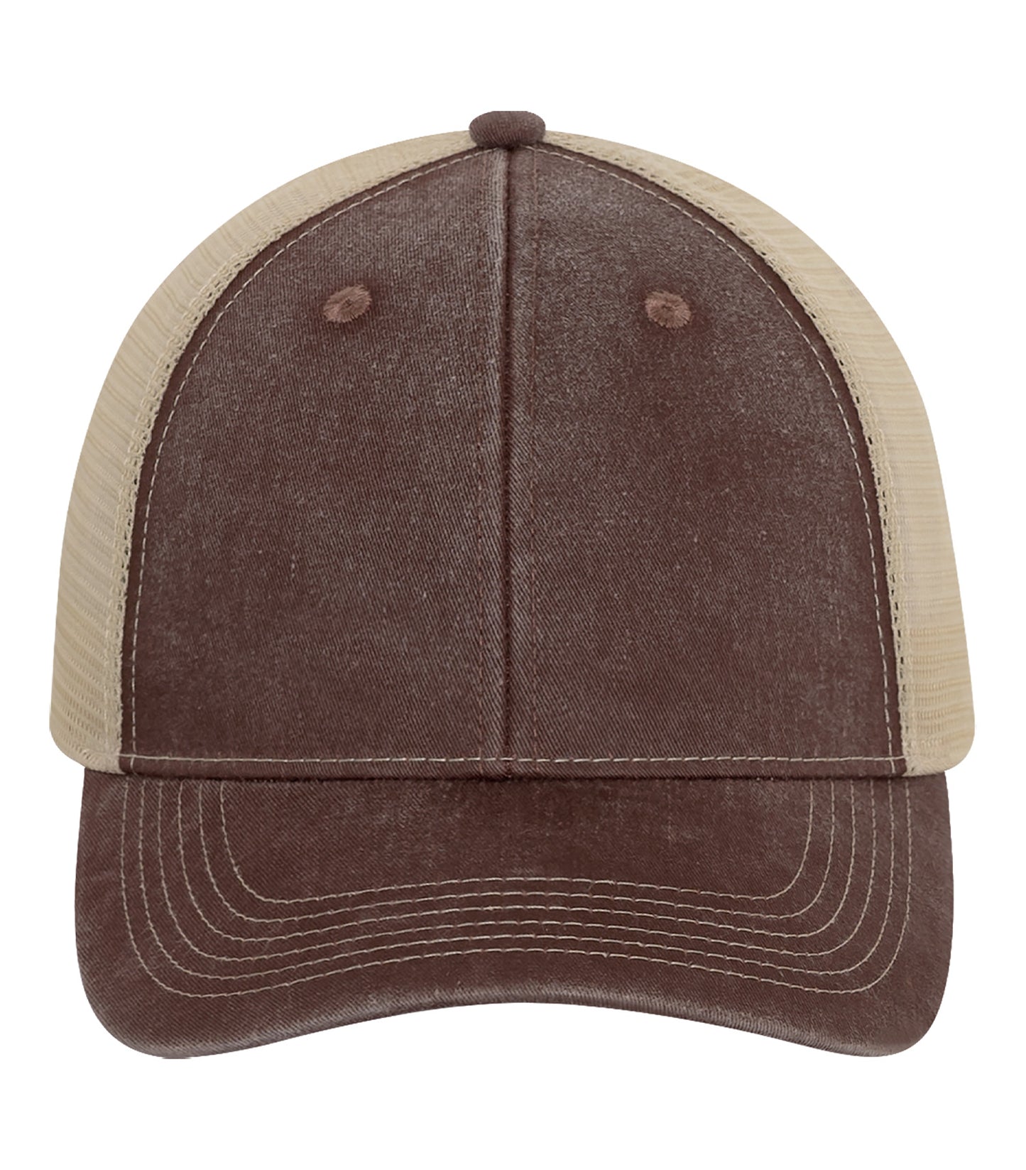 ATC PIGMENT DYED TRUCKER CAP (C1322) - Dark Brown Creme