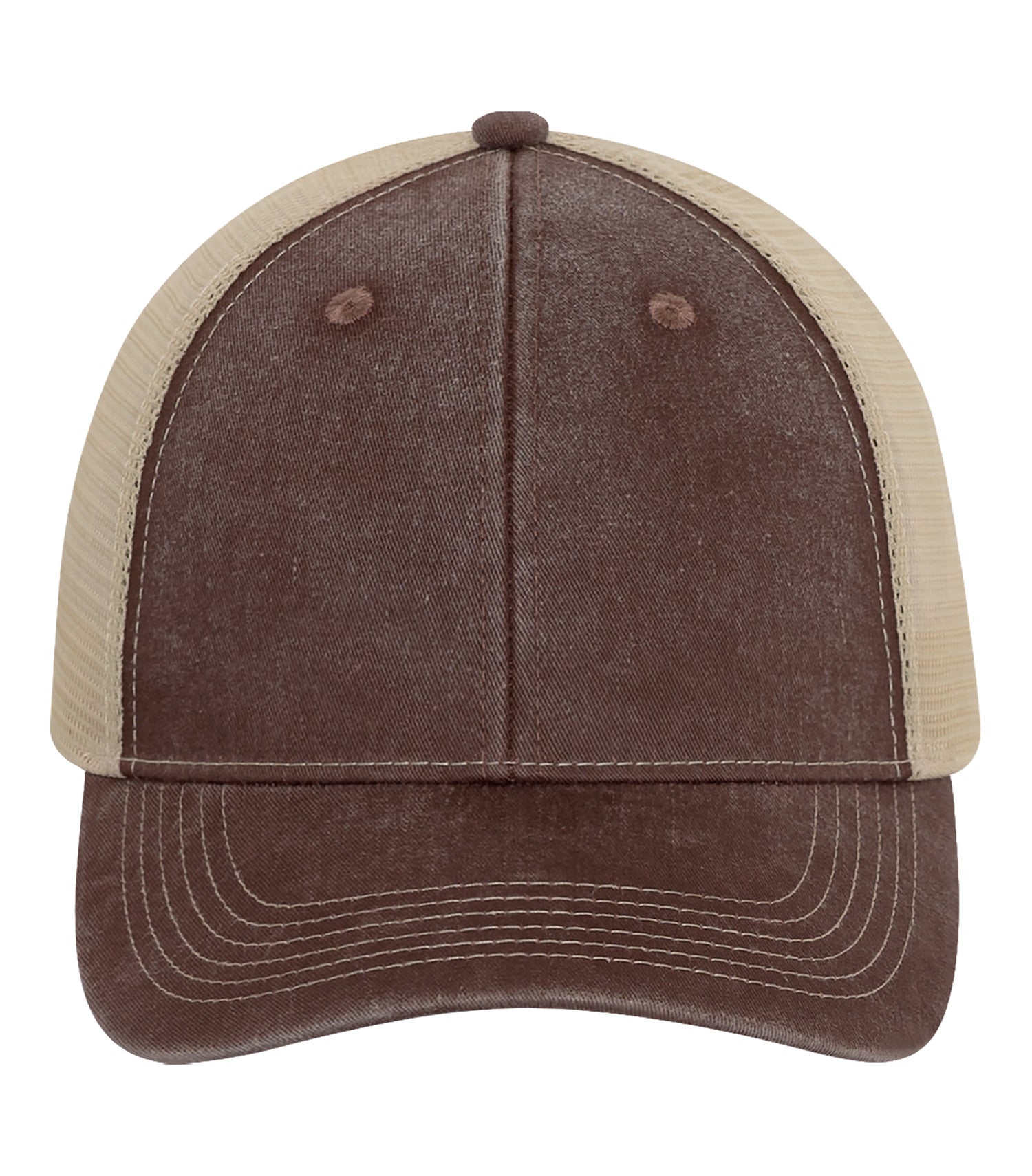 ATC PIGMENT DYED TRUCKER CAP (C1322) - Dark Brown Creme