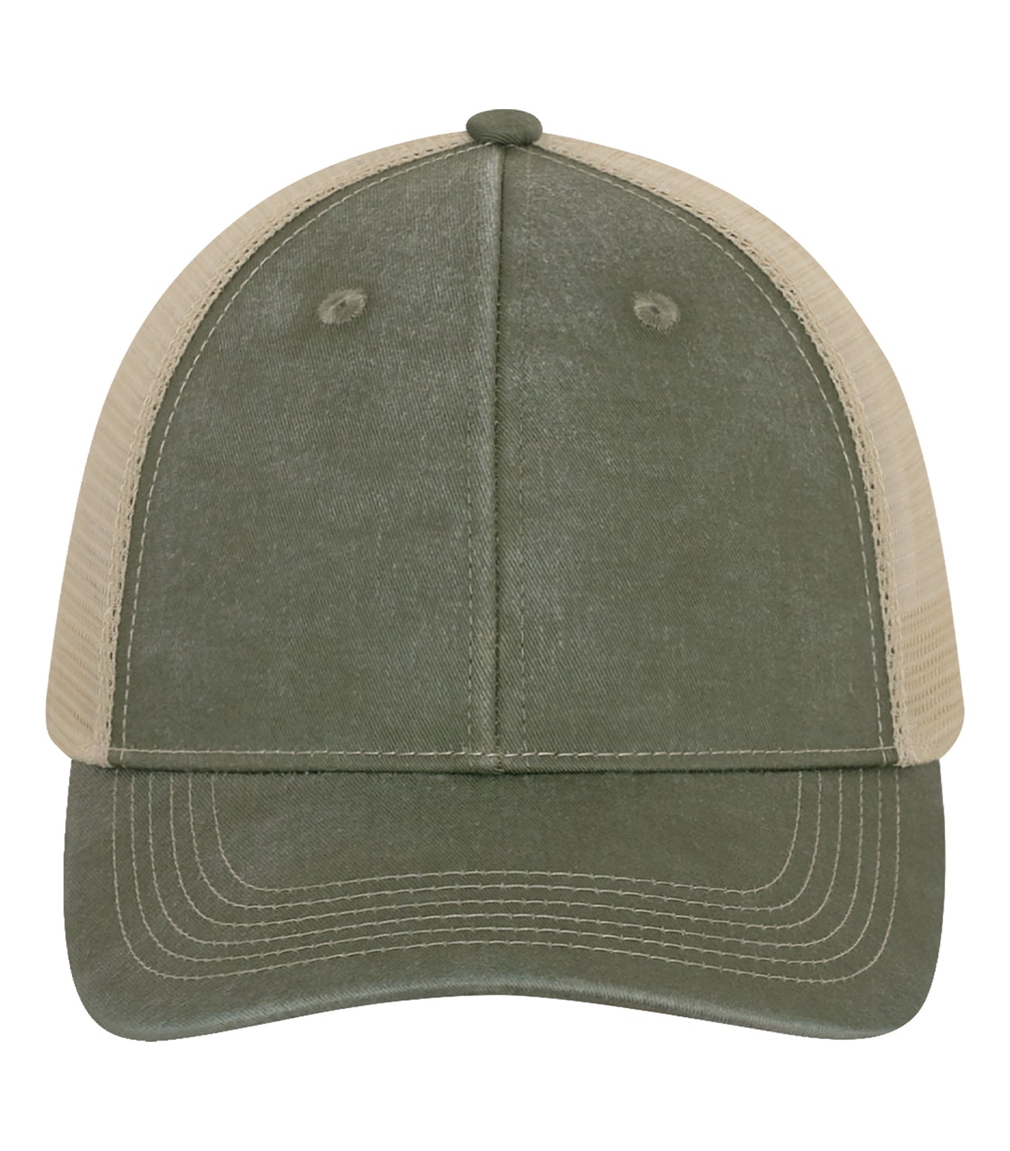 ATC PIGMENT DYED TRUCKER CAP (C1322) - Military Green Creme