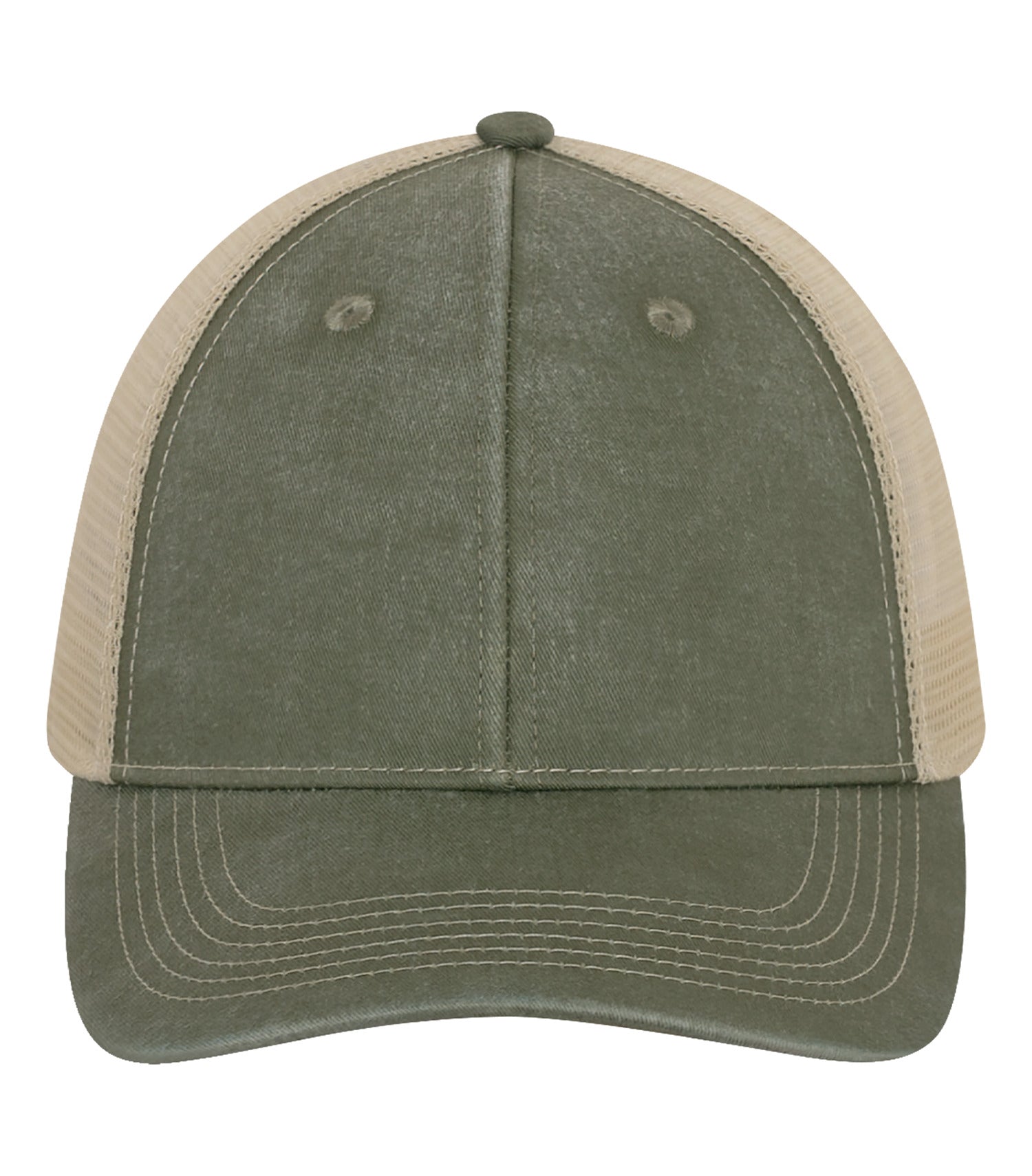 ATC PIGMENT DYED TRUCKER CAP (C1322) - Military Green Creme