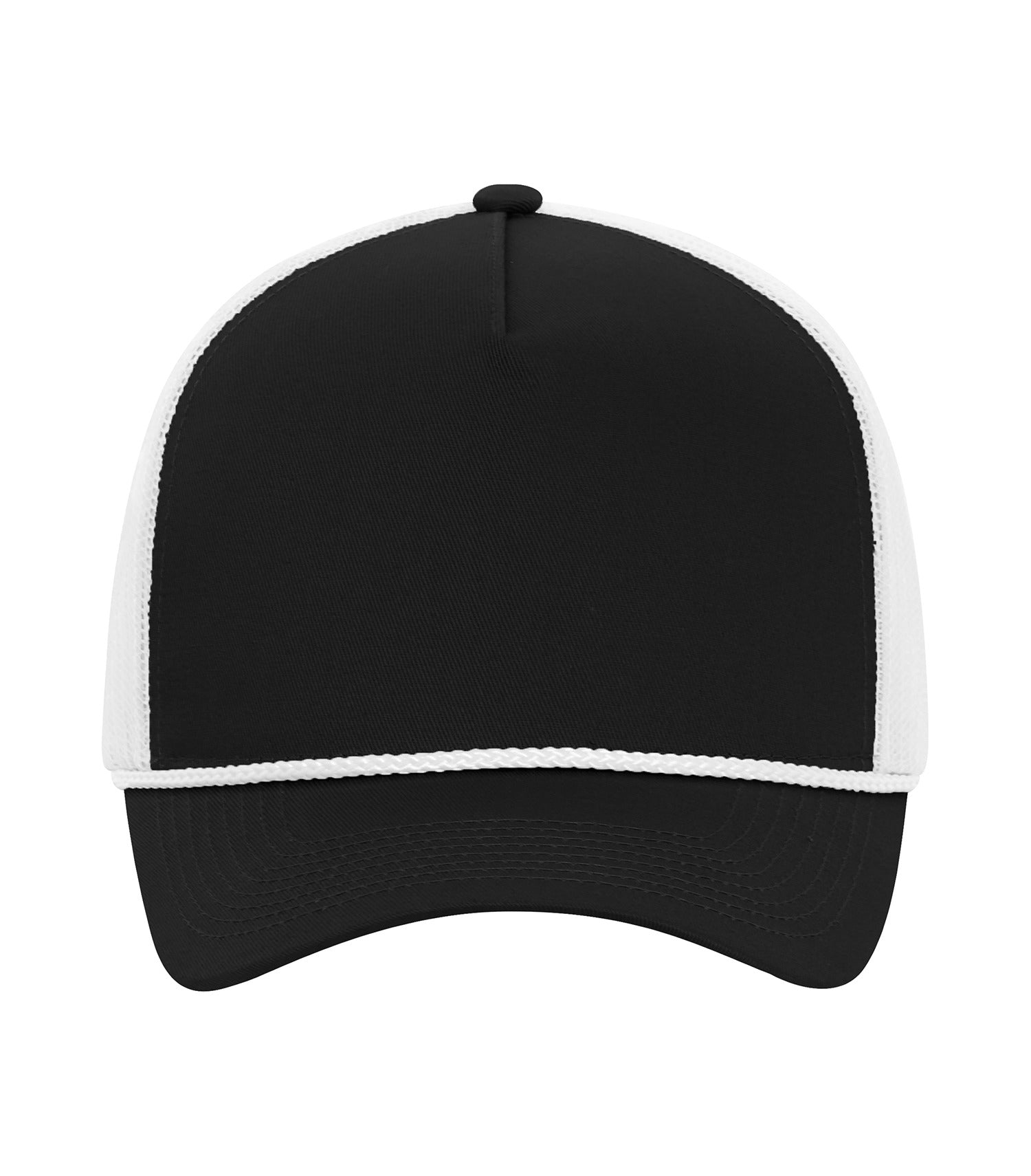 ATC EVERYDAY COTTON TWILL 5-PANEL TRUCKER ROPE CAP (C1343) - Black White