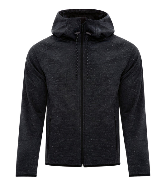 DRYFRAME® DRY TECH WATER RESISTANT FLEECE FULL ZIP HOODED JACKET - Black Heather