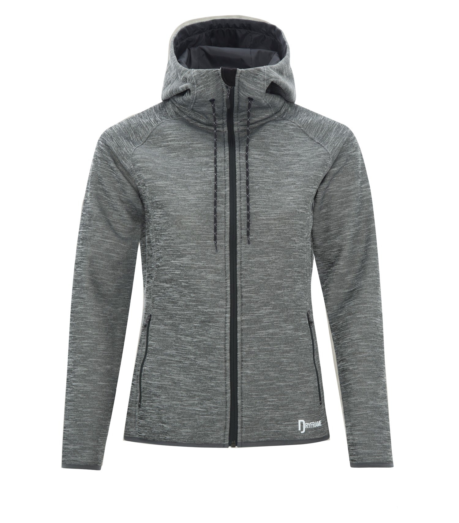 Dryframe DRY TECH WATER RESISTANTFLEECE FULL ZIP HOODED LADIES' JACKET (DF7655L) - Asphaltheather