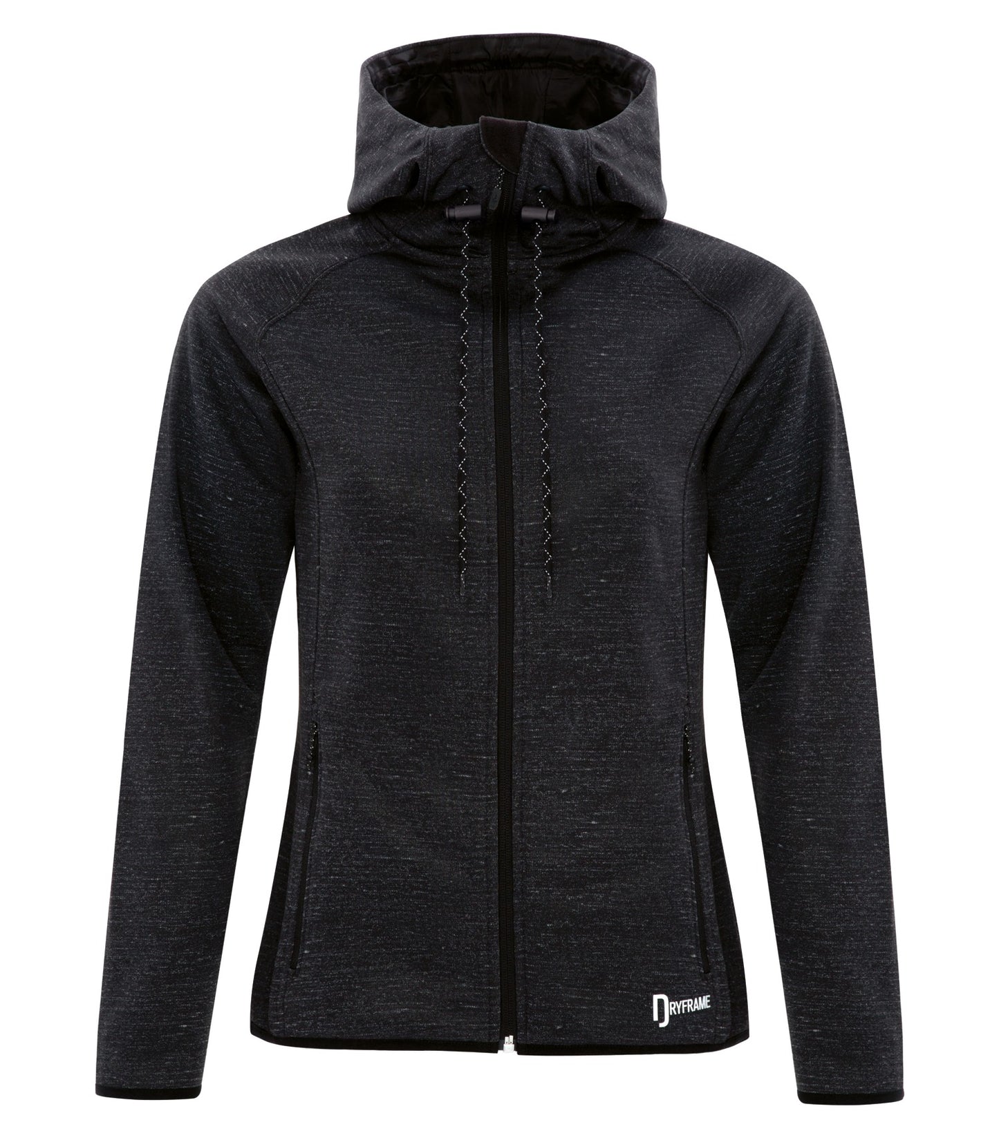 Dryframe DRY TECH WATER RESISTANTFLEECE FULL ZIP HOODED LADIES' JACKET (DF7655L) - Blackheather