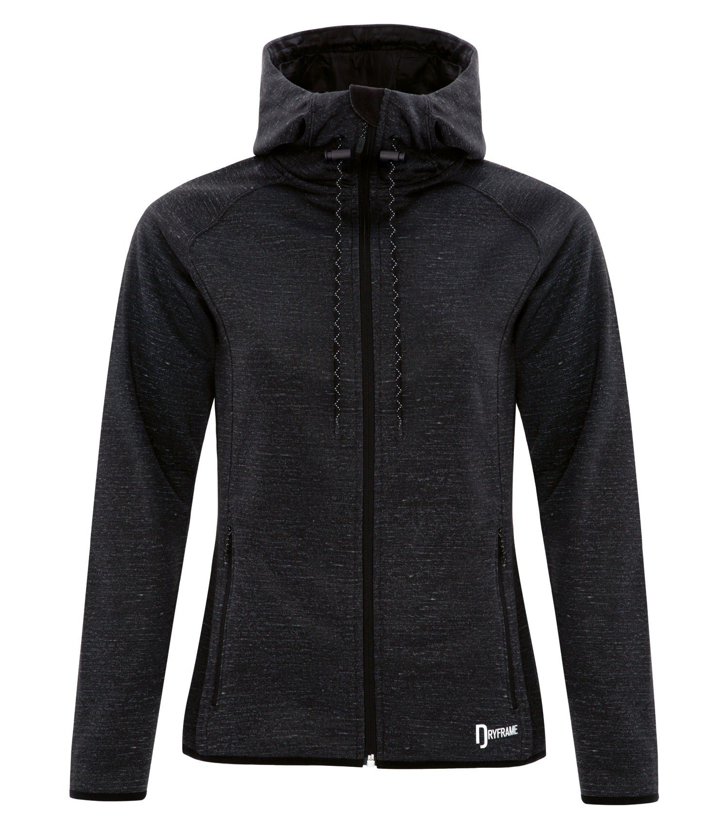 Dryframe DRY TECH WATER RESISTANTFLEECE FULL ZIP HOODED LADIES' JACKET (DF7655L) - Blackheather