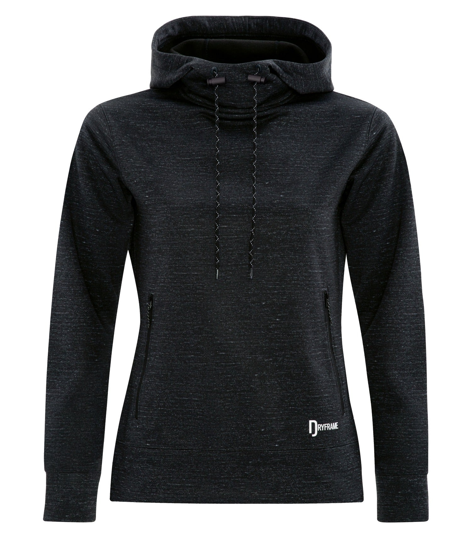 Dryframe DRY TECH WATER RESISTANT FLEECE PULLOVER LADIES' HOOD (DF7656L) - Blackheather
