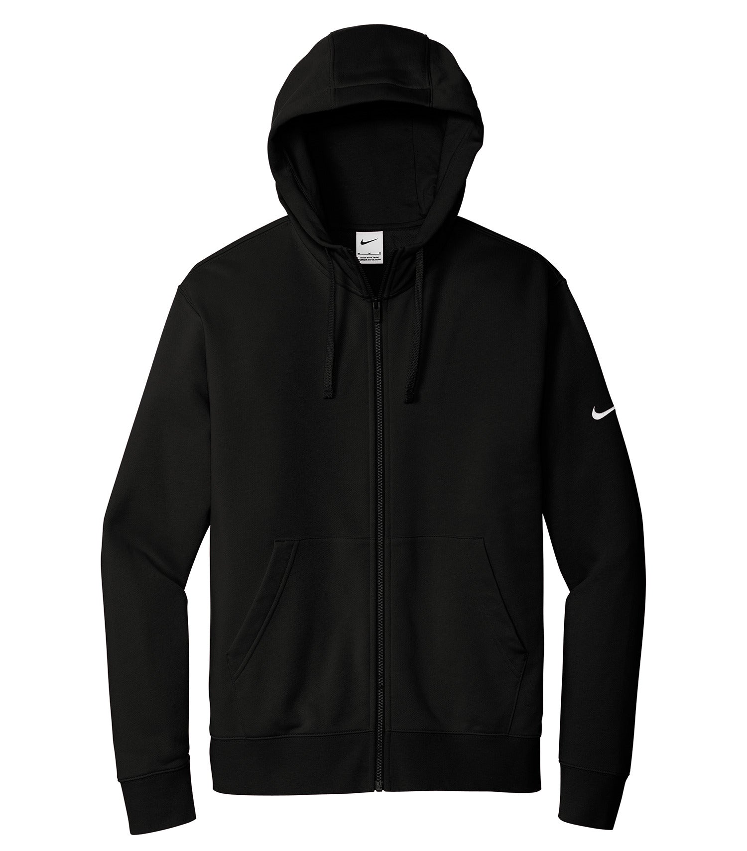 Nike CLUB FLEECE SLEEVE SWOOSH FULL ZIP HOODIE (DR1513) - Flat Front Black