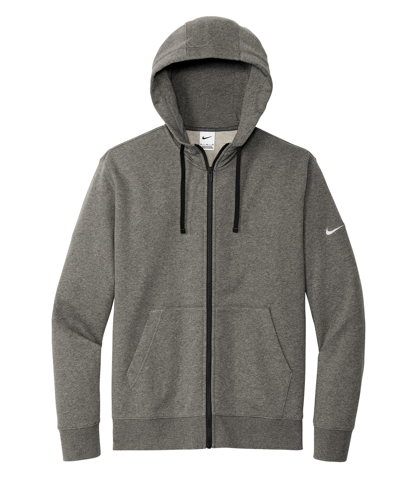 Nike CLUB FLEECE SLEEVE SWOOSH FULL ZIP HOODIE (DR1513) - Flat Front Charcoal Heather