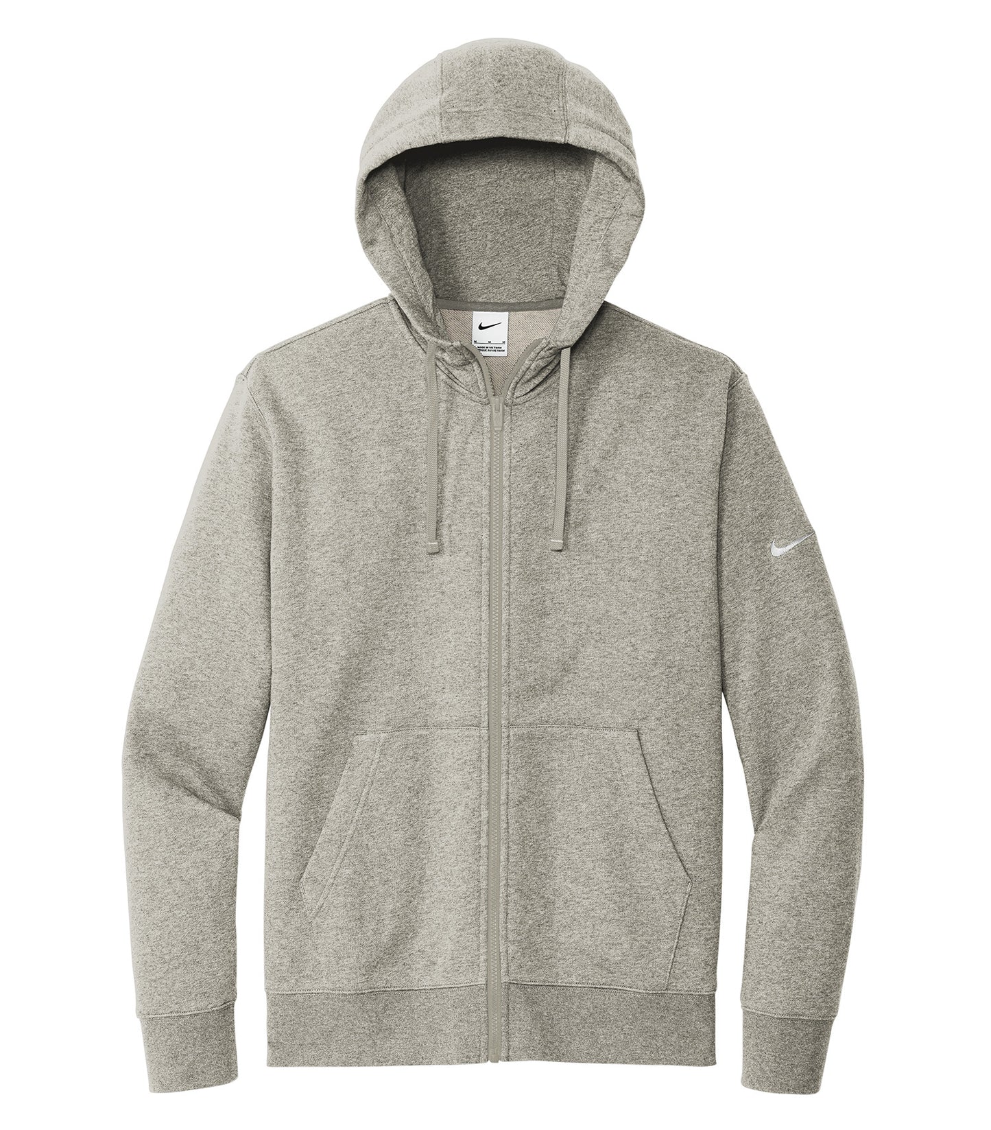 Nike CLUB FLEECE SLEEVE SWOOSH FULL ZIP HOODIE (DR1513) - Flat Front Dark Grey Heather