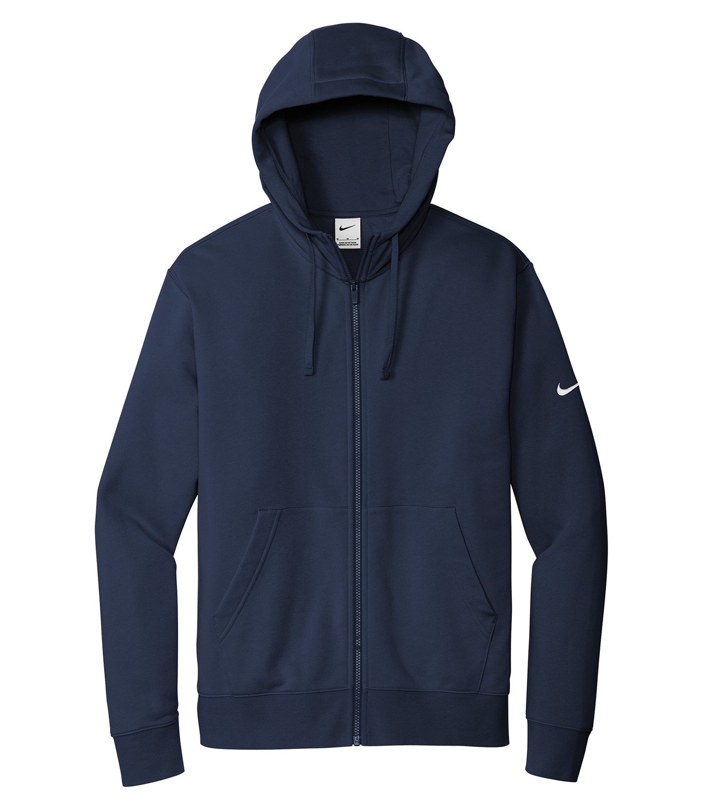 Nike CLUB FLEECE SLEEVE SWOOSH FULL ZIP HOODIE (DR1513) - Flat Front Midnight Navy