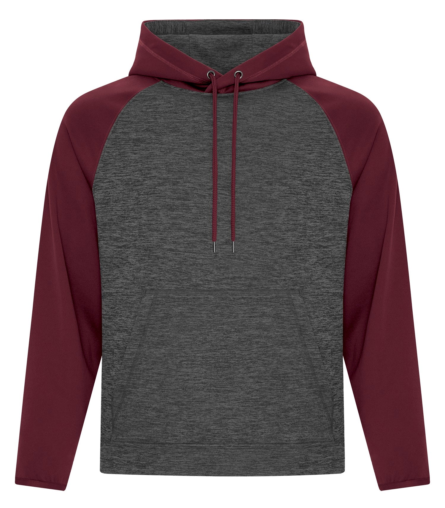 ATC HEATHER FLEECE TWO TONE HOODIE (F2047) - Charcoal Dynamic Maroon