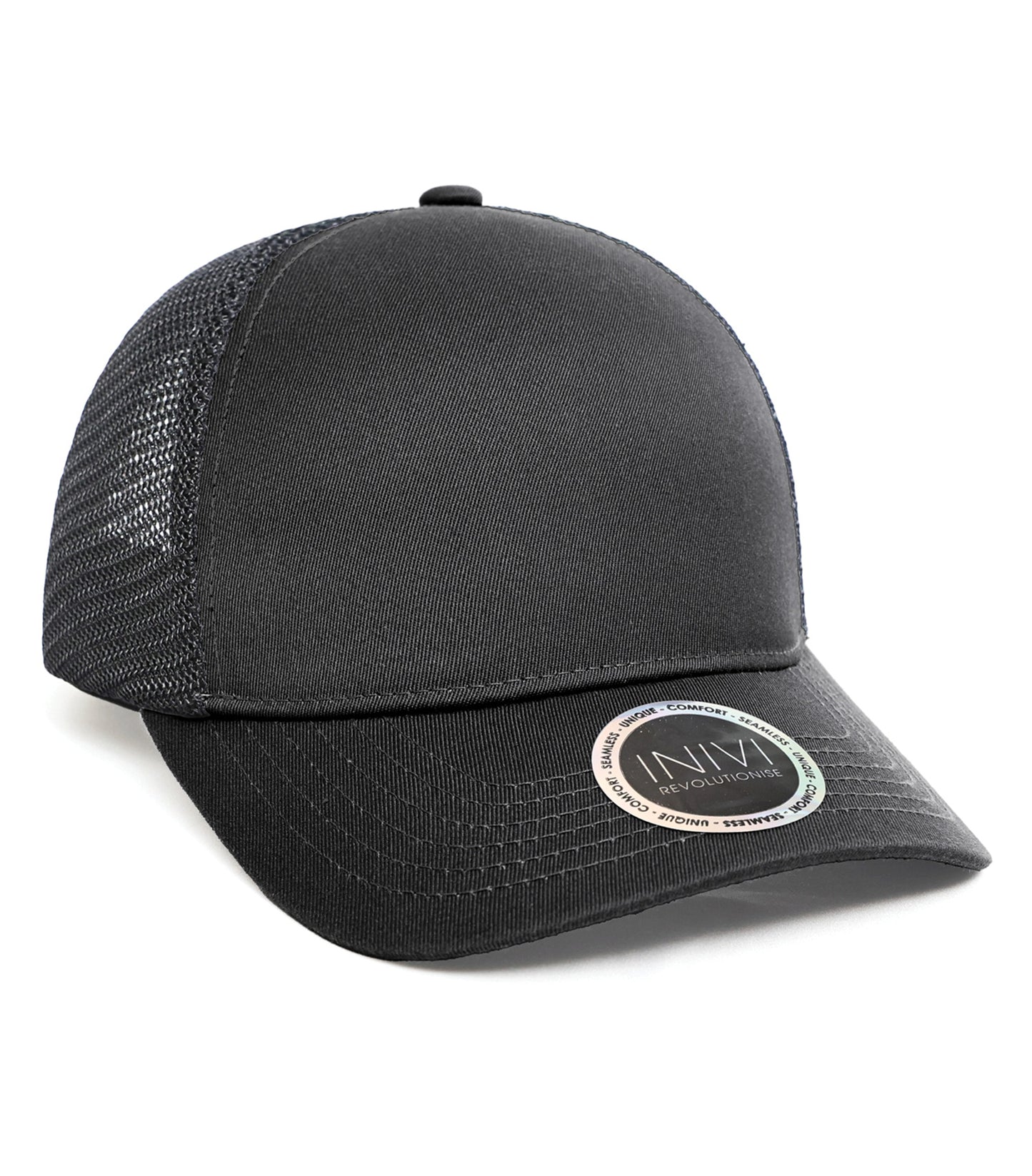 INIVI TENFOUR 2 PANEL TRUCKER CAP (IV162) - Black Black