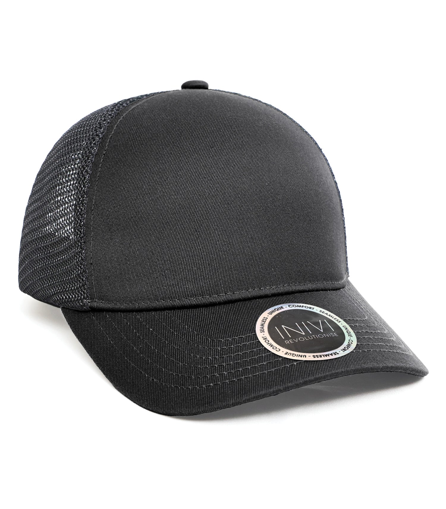 INIVI TENFOUR 2 PANEL TRUCKER CAP (IV162) - Black Black