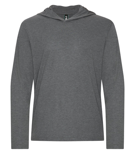 KOI® ELEMENT TRIBLEND LONG SLEEVE HOODED TEE - Grey Frost