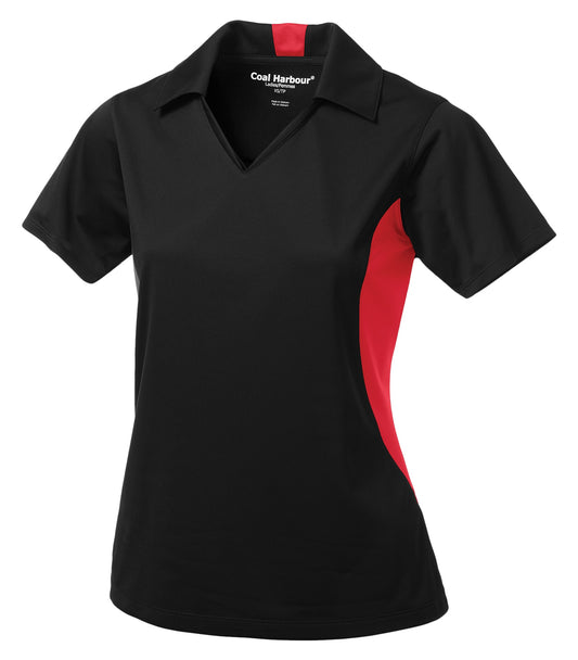COAL HARBOUR® SNAG RESISTANT COLOUR BLOCK LADIES' POLO - Black/True Red