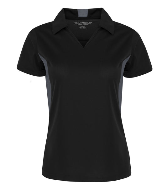Coal Harbour SNAG RESISTANT COLOUR BLOCK LADIES' POLO (L4001) - Blackirongrey