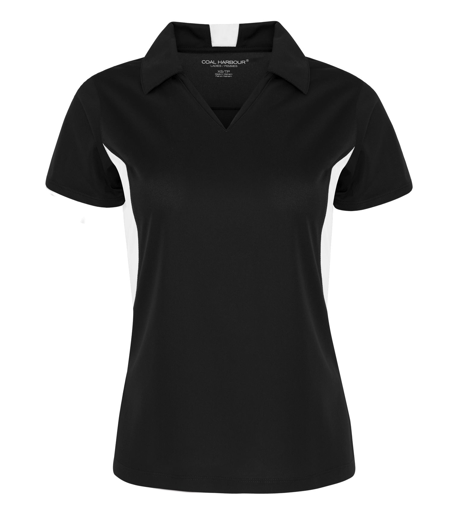 Coal Harbour SNAG RESISTANT COLOUR BLOCK LADIES' POLO (L4001) - Blackwhite
