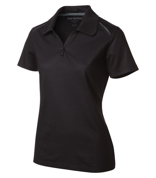 COAL HARBOUR® SNAG RESISTANT CONTRAST INSET LADIES' POLO - Black/Coal Grey