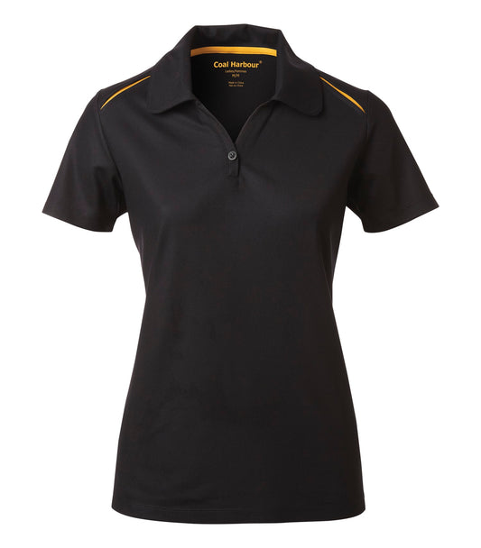 Coal Harbour SNAG RESISTANT CONTRAST INSET LADIES' POLO (L4002) - Blackgold