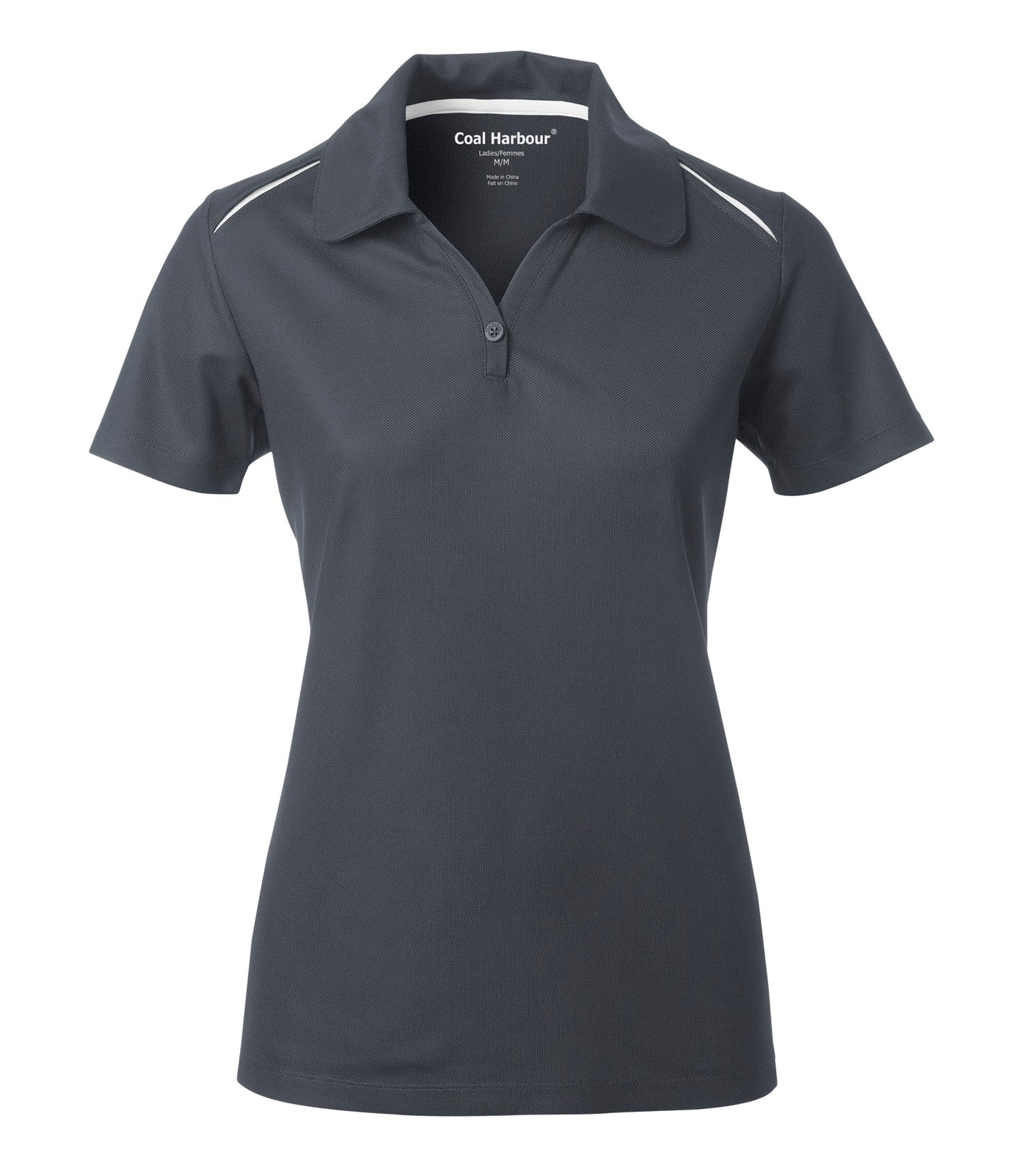 Coal Harbour SNAG RESISTANT CONTRAST INSET LADIES' POLO (L4002) - Irongreywhite