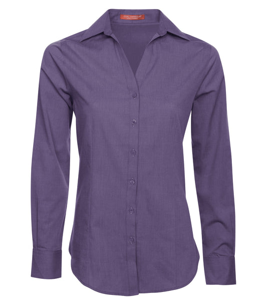 COAL HARBOUR® TEXTURED CROSSHATCH WOVEN LADIES' SHIRT - Grape Harvest