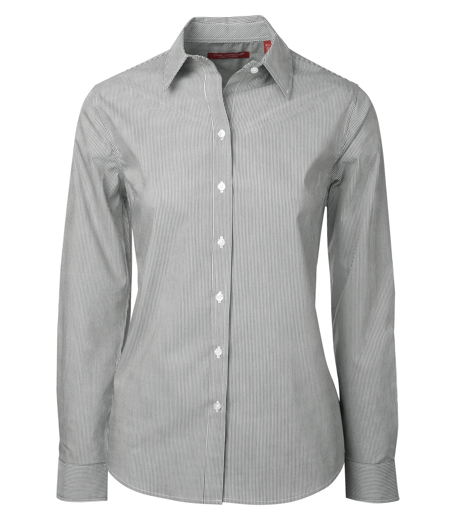 Coal Harbour MINI STRIPE STRETCH WOVEN LADIES' SHIRT (L6006) - Black 4809