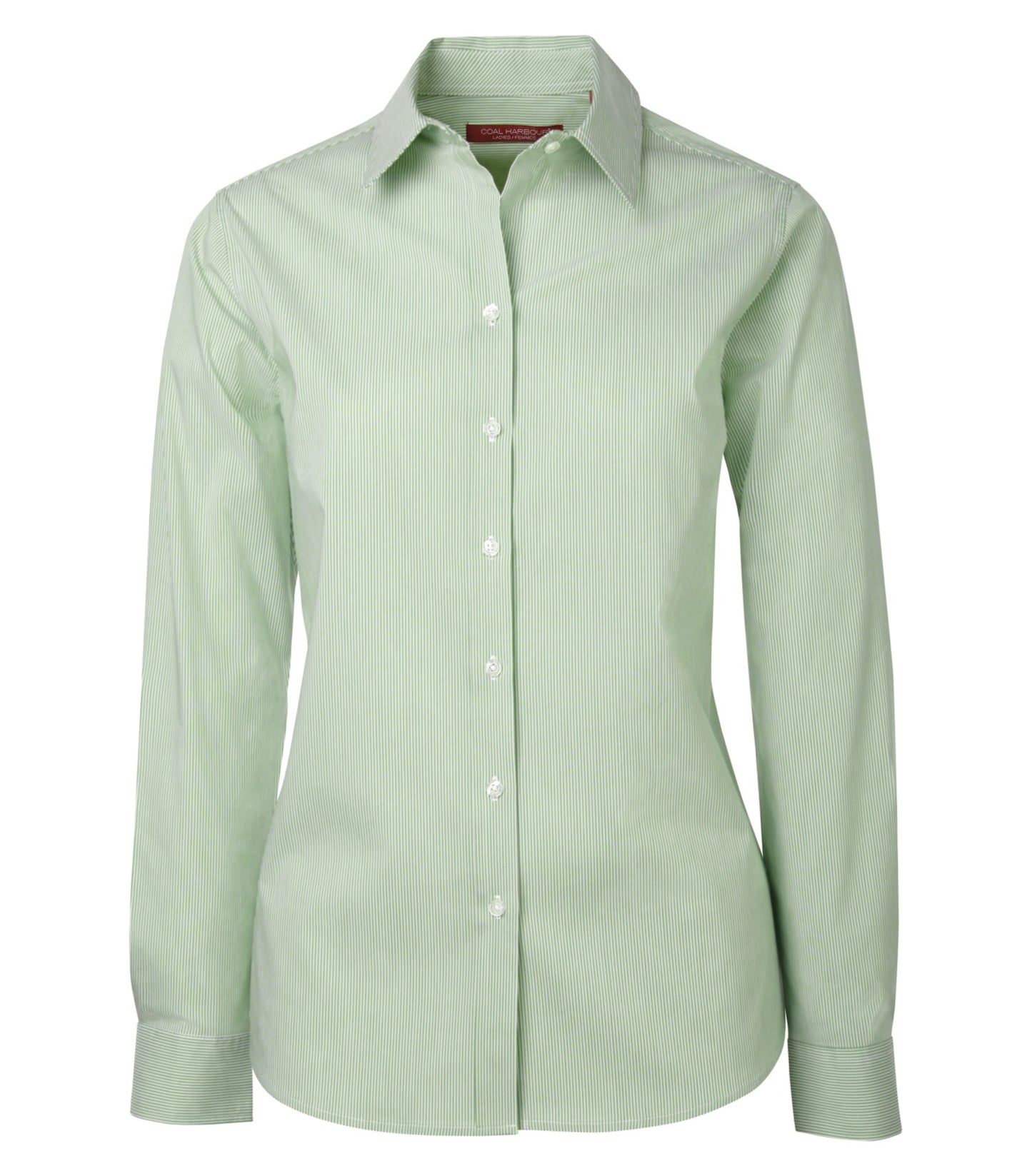Coal Harbour MINI STRIPE STRETCH WOVEN LADIES' SHIRT (L6006) - Wintergreen 4767