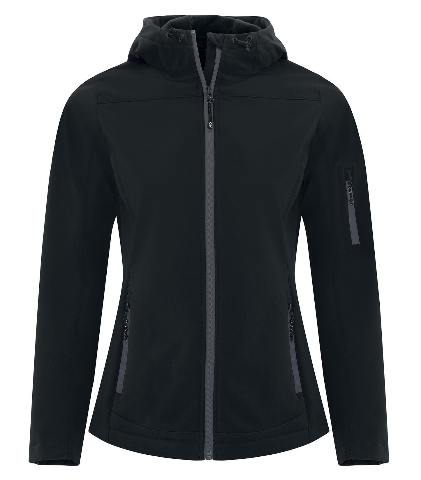 Coal Harbour EVERYDAY HOODED WATER REPELLENT STRETCH SOFT SHELL LADIES' JACKET (L7605) - Hooddown Black